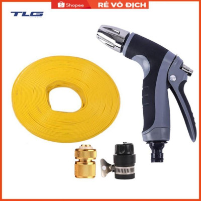 Bộ dây và vòi xịt tăng áp rửa xe tưới cây 7-10M(cút đồng nối nhựa đen) 206817