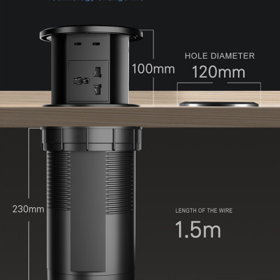 Ổ điện nâng hạ thông minh lắp âm bàn đảo Novalink KA-01, tích hợp sạc không dây - Hàng nhập khẩu chính hãng
