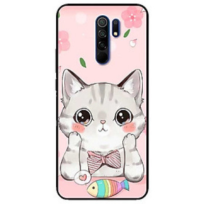 Ốp lưng dành cho Xiaomi Redmi 9 mẫu Mèo Hồng Ăn Cá