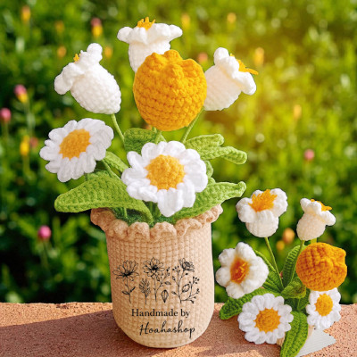 Chậu hoa len handmade – Thiết kế độc quyền Hoahashop