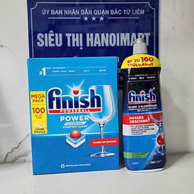 100 Viên rửa chén bát finish nhật bản + 800ml Nước làm bóng chén finish