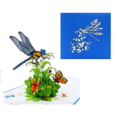 Thiệp 3D Chuồn Chuồn & Bướm Giữa Vườn Hoa – Thiệp Pop Up Sáng Tạo, Độc Đáo Tặng Sinh Nhật, 8/3, 20/10, Lễ Tình Nhân, A05