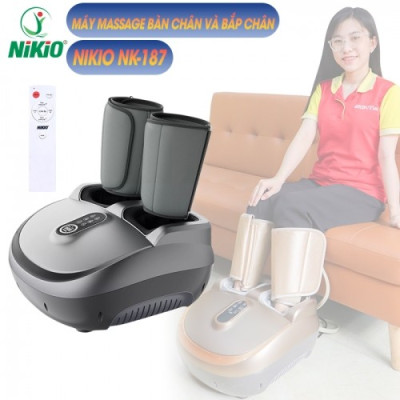 Máy Massage Chân Nén Ép Trị Liệu Suy Giãn Tĩnh Mạch Nikio NK-187 - Máy Mát Xa Dây Ấn Lòng Bàn Chân, Mu Bàn Chân, Ngón Chân, Bắp Chân - Công Nghệ Tiên Tiến: Con Lăn, Túi Khí Và Nhiệt Sưởi - Nhiều Chế Độ Matxa, Có Remote Điều Khiển