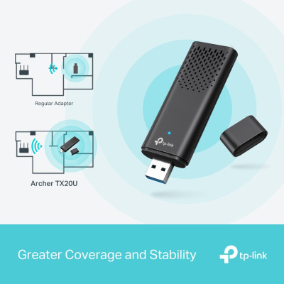 USB WIFI 6 AX1800 TP-Link Archer TX20U | Băng thông AX1800 băng tần kép | Kết nối USB 3.0 | Dễ cài đặt | Bảo hành 2 năm | Hàng Chính Hãng