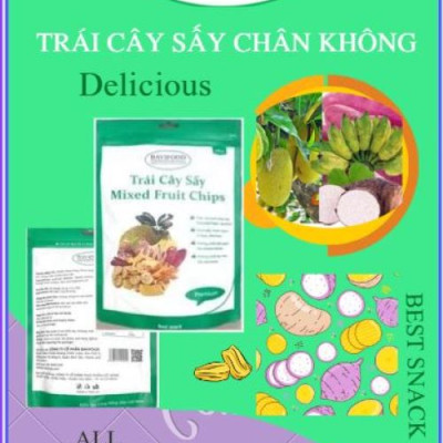 Trái Cây Sấy Chân Không (Mixed Fruit Chips), Giòn Xốp Tự Nhiên – BAVIFOOD, Khối Lượng: 1 kg (thùng = 10 gói x 100 grs/gói) – Premium