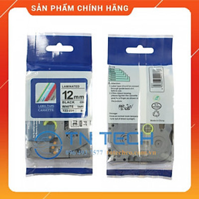 Nhãn In Tz2-231 - Đen nền trắng 12mm x 8m - Dùng cho máy in BROTHER - AIMO - PUTY [Hàng nhập khẩu]