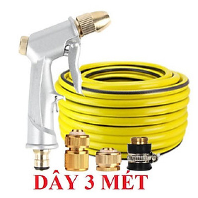 Bộ dây vòi xịt nước ️ ,tăng áp 3 lần,loại 3m,5m 206701 đầu đồng,cút đồng,nối đồng+ mở chai