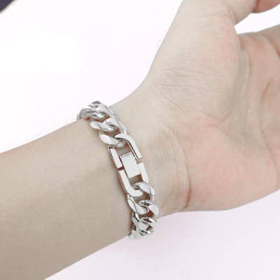 Vòng tay nam - Lắc tay nam titan lặc đơn kiểu vác cạnh cao cấp khóa bộ inox trangsucpt 13mm PTLTNA14