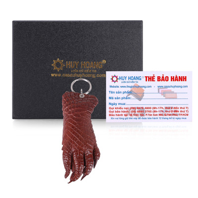 Móc khóa da cá sấu nguyên con màu đen, nâu đất, nâu đỏ, vàng bò HT8271-72-73-74