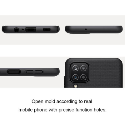 Ốp Lưng Sần chống sốc cho Samsung Galaxy A12 hiệu Nillkin Super Frosted Shield (Đính kèm giá đỡ hoặc miếng dán từ tính) - Hàng Chính Hãng
