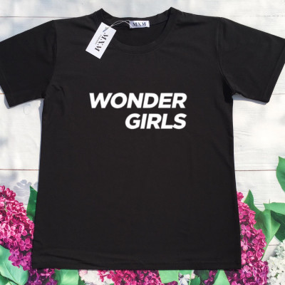 Áo thun nữ cổ tròn form rộng in chữ Wonder Girls thun cotton 4 chiều ( ANU021 )