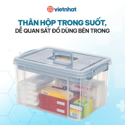 Thùng đựng đồ y tê trong gia đình , Thùng đựng đồ y tế phân loại thuốc nhiều ngăn lớn , Thùng đựng đồ y tế chất liệu nhựa PP nguyên sinh an toàn tuyệt đối - Hàng chính hãng 