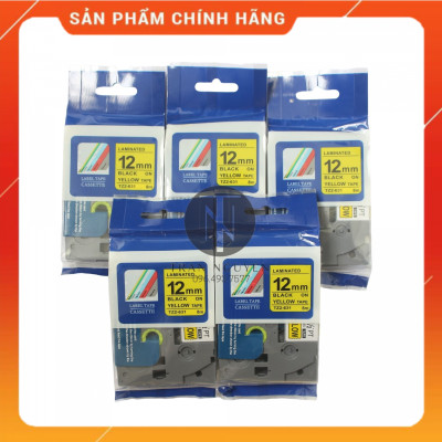 [Combo 3 hộp] Nhãn In đa lớp Tz2-631 - Đen nền vàng 12mm x 8m - Hàng nhập khẩu