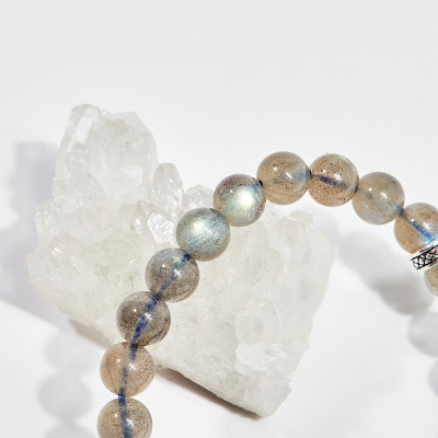 Vòng tay phong thủy nữ đá labradorite charm bạc 8mm mệnh thủy , kim - Ngọc Quý Gemstones