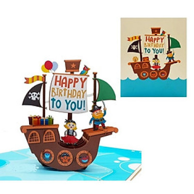 Thiệp 3D Pop Up Thuyền Cướp Biển Sinh Nhật – Thiệp Chúc Mừng Sinh Nhật Cho Bé Trai, Độc Đáo, Vui Nhộn, B25