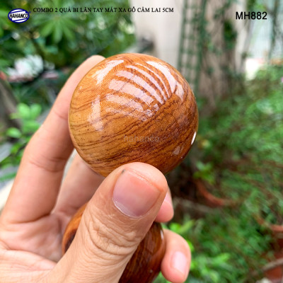 COMBO 2 quả bi lăn tay Gỗ Cẩm Lai 5cm (MH882) Mát xa giúp dẻo tay, thư giãn, chống mỏi toàn diện – Chăm sóc sức khỏe