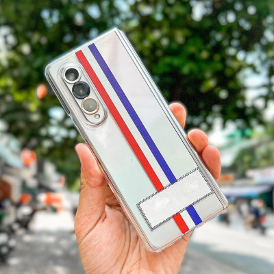 Ốp lưng cho Samsung Galaxy Z Fold 4 trong suốt chống sốc hiệu Likgus họa tiết 3 sọc màu (có ngăn bảo vệ camera, chất liệu cao cấp, thiết kế thời trang) - hàng nhập khẩu