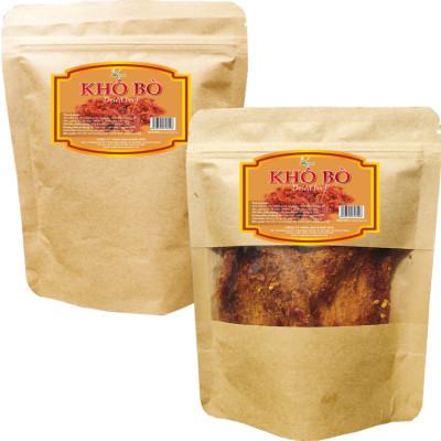 LOẠI ÍT CAY THỊT BÒ KHÔ DẠNG MIẾNG MỀM THƯƠNG HIỆU SK FOOD - TỔNG 2 BỊCH 1 KG