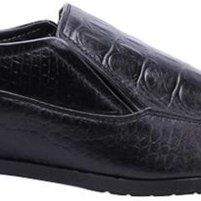 Giày Lười Nam Vân Cá Sấu Huy Hoàng HT7159 - Đen