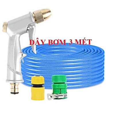 ️Evoucher Bộ dây vòi xịt nước rửa xe, tưới cây , tăng áp 3 lần, loại 3m, 5m 206701Rđầu đồng, cút+ túi đựng bút