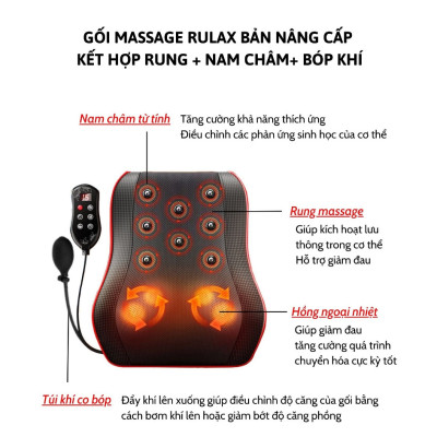 Gối Massage Cổ Vai Gáy, Máy Massage Hồng Ngoại Giảm Nhức Mỏi Toàn Thân 20 Bi Cao Cấp Thế Hệ Mới