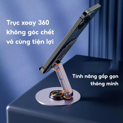 Giá đỡ điện thoại để bàn chân xoay 360 độ tiện lợi bằng hợp kim nhôm gấp gọn Phụ Kiện Phone