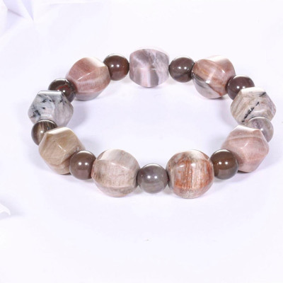 Vòng tay gỗ hóa thạch hạt lục giác viên đá 12x12.5mm mệnh hỏa, mộc - Ngọc Quý Gemstones