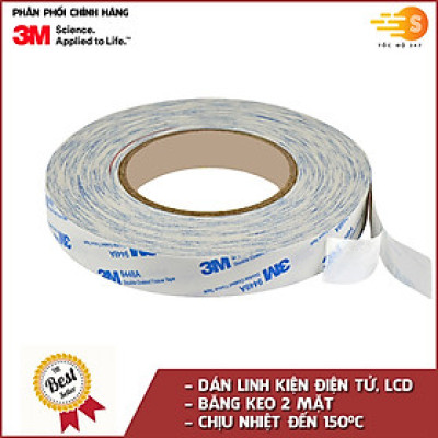 Băng keo 2 mặt chịu nhiệt dán linh kiện điện tử 3M dài 50m nhiều kích cỡ 9448A-08 - Dmall247, siêu dính, chịu nhiệt cao