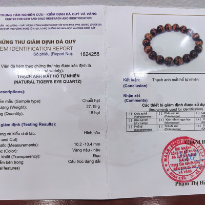Vòng tay phong thủy đá mắt cọp đỏ 14 ly, vòng tay chuỗi hạt đá