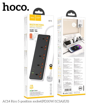 Ổ cắm điện đa năng thông minh sạc nhanh chống cháy, giật, sét, 5 ổ cắm công suất cao 2500W, 3 cổng USB, 1 cổng Typec - Hàng nhập khẩu (màu ngẫu nhiên)