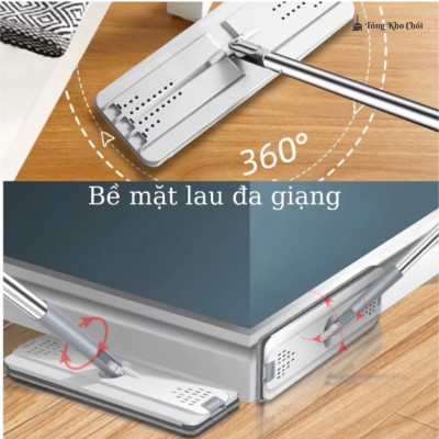 Bộ Cây Lau Nhà tự vắt (1 Thùng + 2 Cây Lau + 8 Bông Lau), Chổi Lau Nhà Tự Vắt Thông Minh Đầu Xoay 360 Độ tiện lợi - HÀNG CHÍNH HÃNG MINIIN