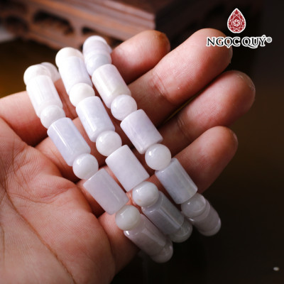 Vòng đốt trụ cẩm thạch trắng mệnh thủy kim - Ngọc Quý Gemstones