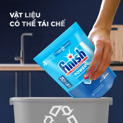 Viên Rửa Chén Bát Hương Chanh Finish Powerball Power All In 1 Max - Túi 100 viên siêu tiết kiệm