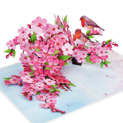 Thiệp 3D Pop Up Hoa Anh Đào & Chim – Thiệp Nghệ Thuật, Thiệp Chúc Mừng, Sinh Nhật, Nhật Bản, F50