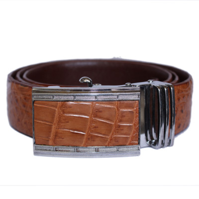 Thắt Lưng Nam Da Cá Sấu Gai Bụng Huy Hoàng HT4240 - Nâu Đỏ