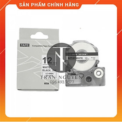 Nhãn in Tepra SS12KW (LC-4WBN) - Chữ đen nền trắng 12mm x 8m - Hàng nhập khẩu