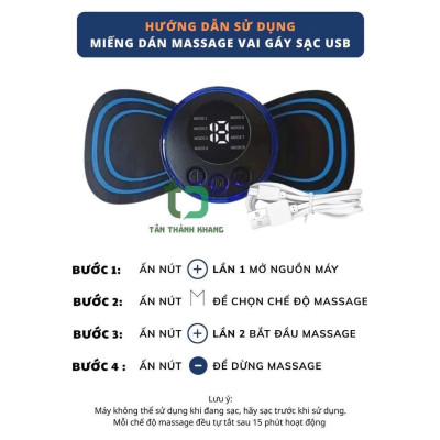 Máy massage MIni kèm miếng dán máy xa cổ vai gáy, 8 chế độ-19 chế độ tiện dụng