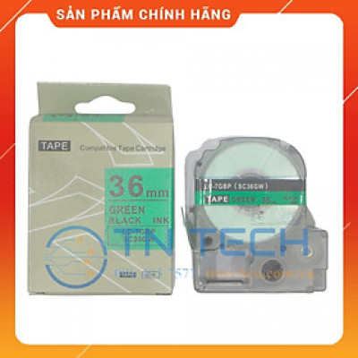 NHÃN IN TEPRA-EPSON LC-7GBP (SC36GW) – CHỮ ĐEN NỀN LÁ 36MM X 8M [Hàng nhập khẩu]