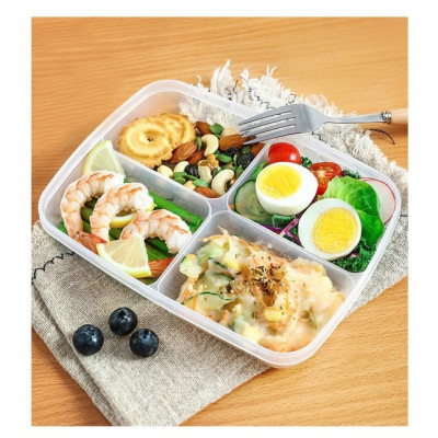 Hộp Đựng Thực Phẩm 4 Ngăn. Có Nắp Đậy Tránh Mùi, Kiến Gián