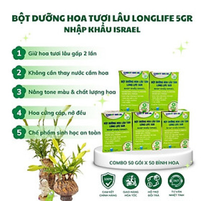 Gói Cắm Hoa Tươi Lâu Gấp 2 Lần Và 14 Ngày Không Thay Nước Loại 5gr Longlife (Bộ 50 gói)