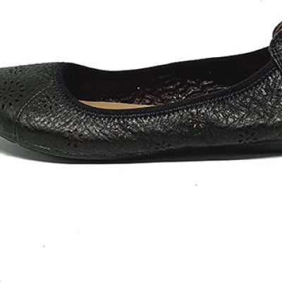 Giày nữ hoa văn Huy Hoàng da bò màu đen HT7948