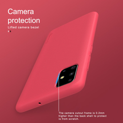 Ốp Lưng Sần chống sốc cho Samsung Galaxy A71 hiệu Nillkin Super Frosted Shield (Đính kèm giá đỡ hoặc miếng dán từ tính) - Hàng Chính Hãng