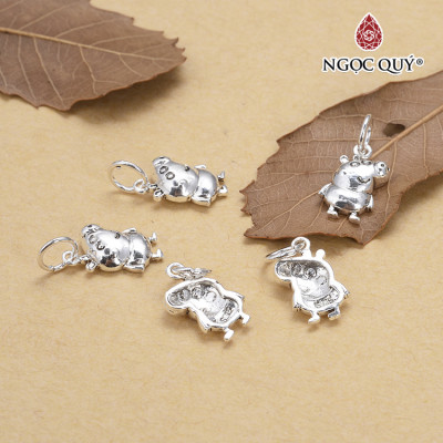Charm bạc treo hình heo peppa - Ngọc Quý Gemstones