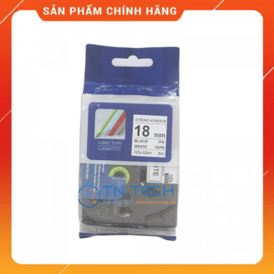 Nhãn In HZE-S241 - Đen nền trắng 18mm x 8m - Dùng cho máy in BROTHER - AIMO - PUTY [Hàng nhập khẩu]