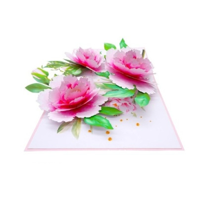 Thiệp 3D Hoa Mẫu Đơn Hồng Thanh Lịch – Thiệp Pop Up Cao Cấp, Tặng Sinh Nhật, Kỷ Niệm, 8/3, 20/10, Lễ Tình Nhân, F41