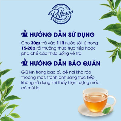 Trà Xanh Lài ROFFESCO PREMIUM JASMINE TEA Vị Chát Nhẹ Hậu Ngọt Túi 400g