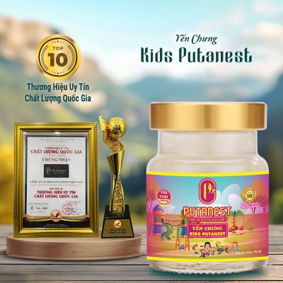 Yến chưng Kids PUTANEST hộp quà tặng cao cấp 12 hũ 70ml tăng đề kháng ăn ngủ ngon bé khỏe mạnh