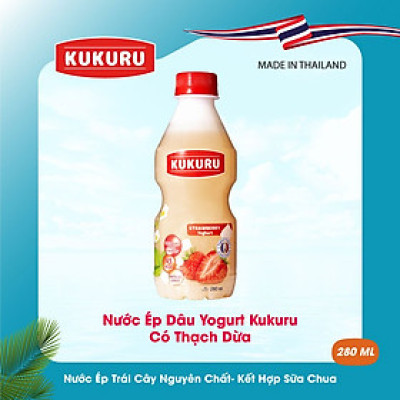 Nước Ép Dâu Yogurt Kukuru có thạch dừa - Lốc 6 chai