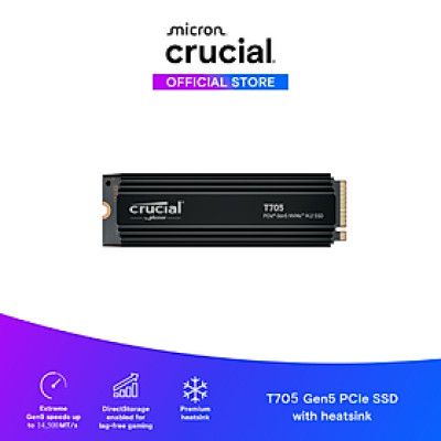 SSD Crucial T705 with heatsink M.2 PCIe NVMe 2TB Gen5 - CT2000T705SSD5- HÀNG CHÍNH HÃNG