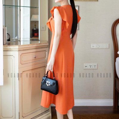 Đầm cam cánh tiên NGADO , đầm xòe , đầm dạo phố dự tiệc